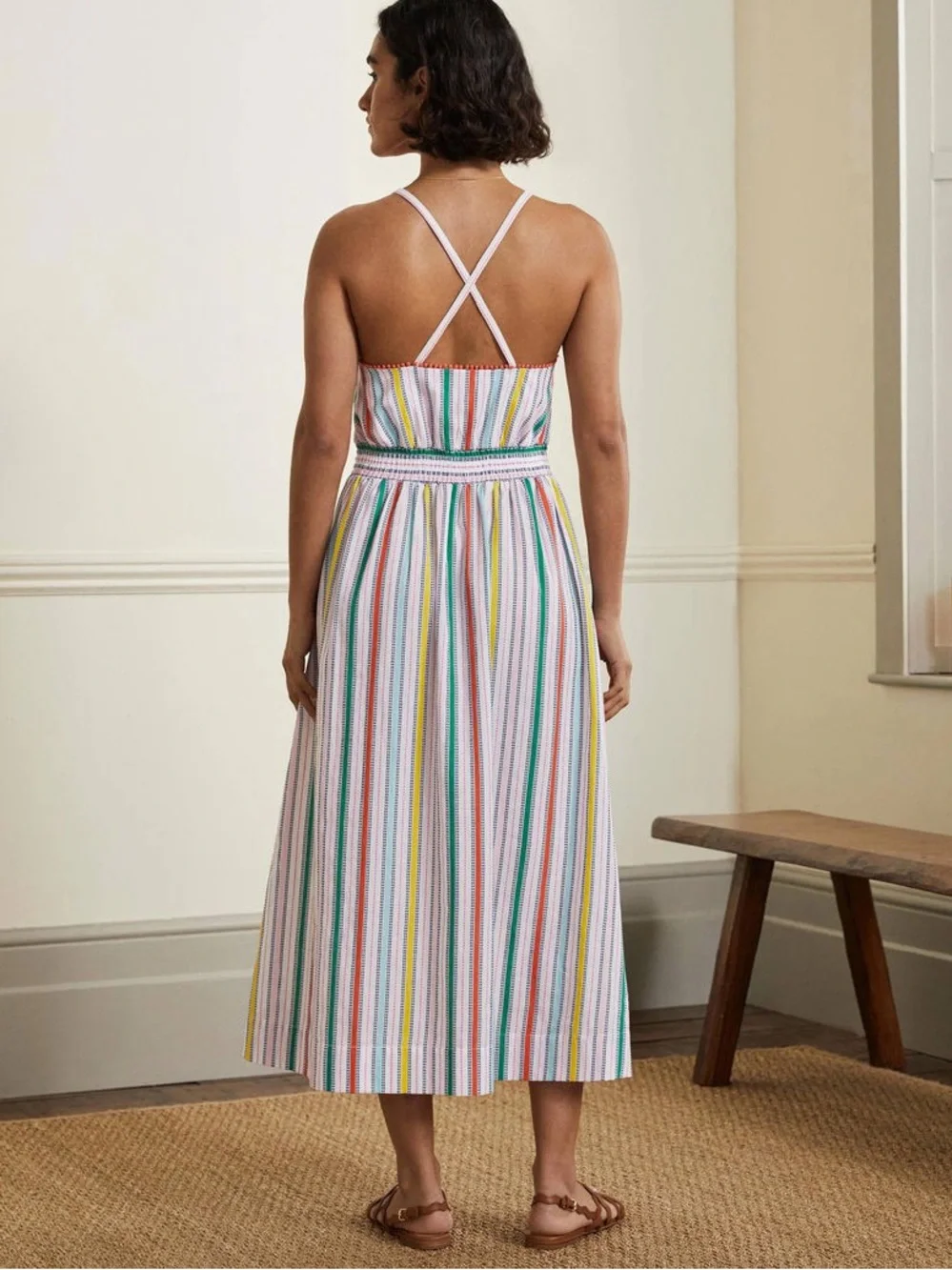 Boden Multicolor Stripe Midi Dress